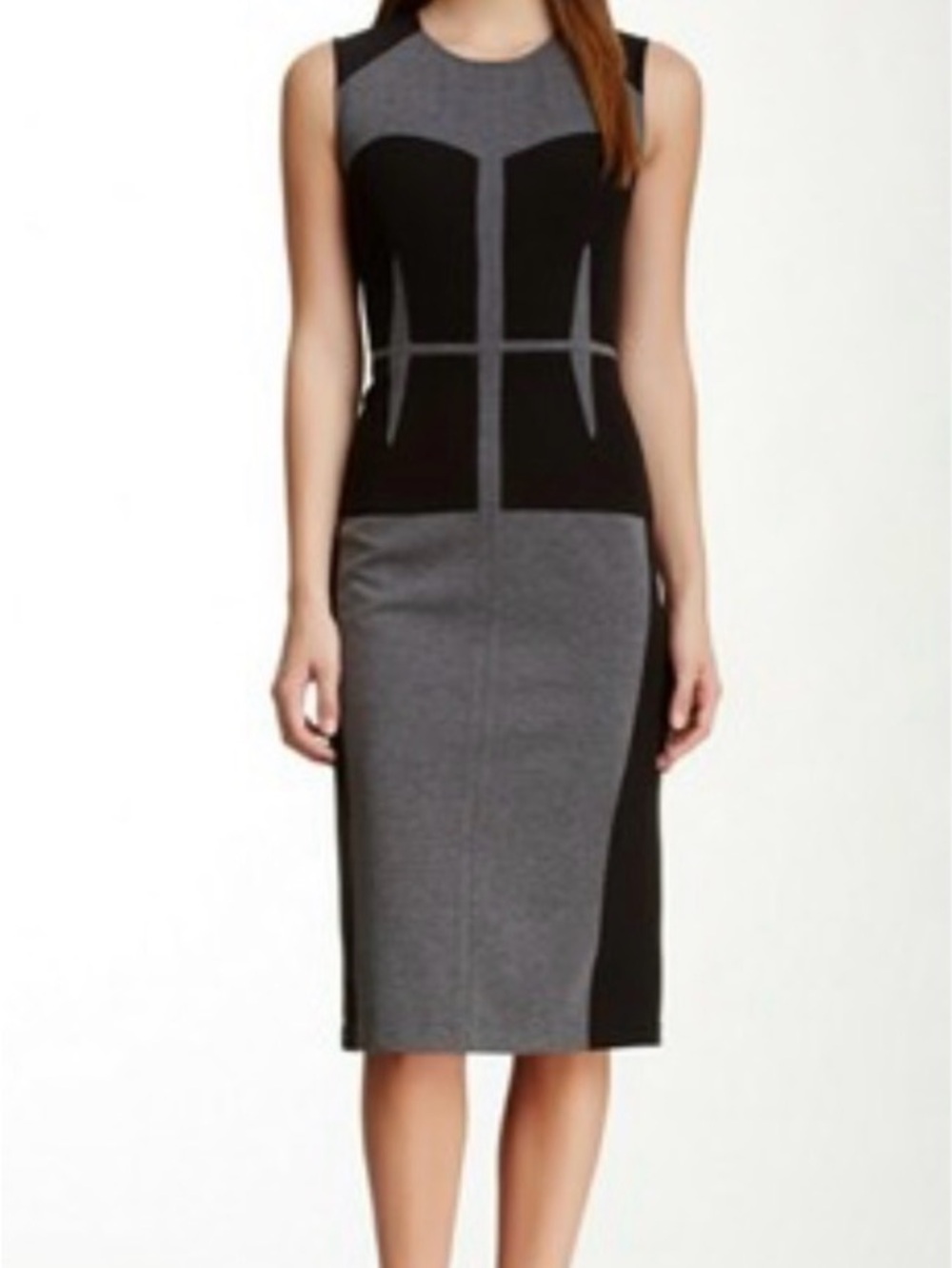 LIKE NEW - BCBGMaxAzria Karlie Colorblock Sheath Dress -Black/Gray